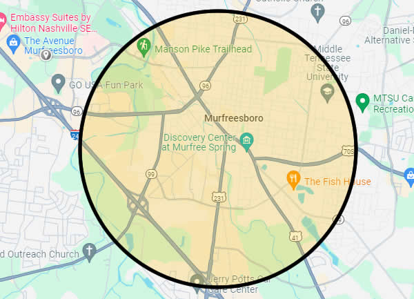 Map of our delivery area delivery map